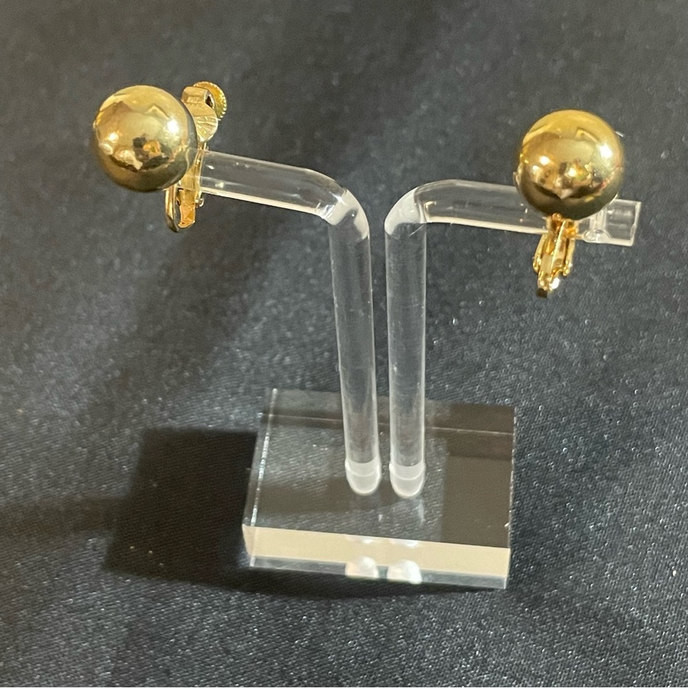 Signed Coro Gold Tone Ball Clip-On Earrings